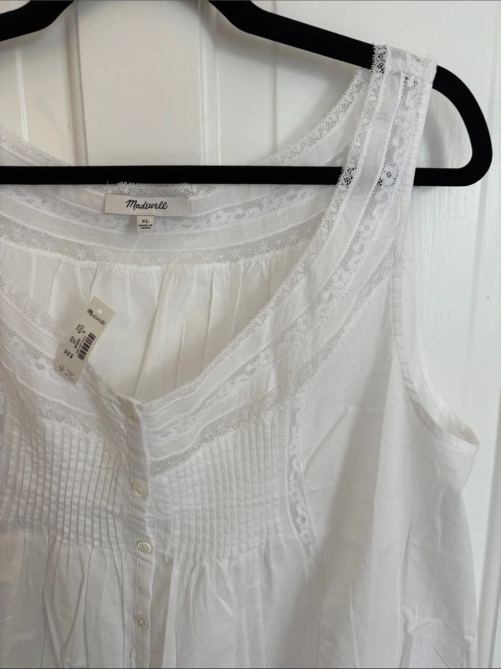 NWT Madewell Lace-Insert Pintuck Sleeveless Top - Picture 5 of 8